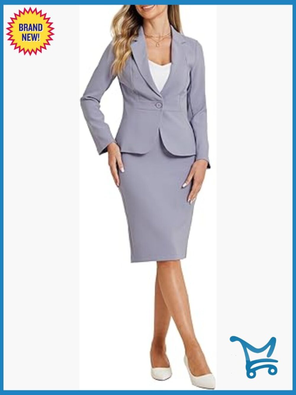 2 Piece Suit Skirt Set Business Casual Blazer & Pencil Skirt